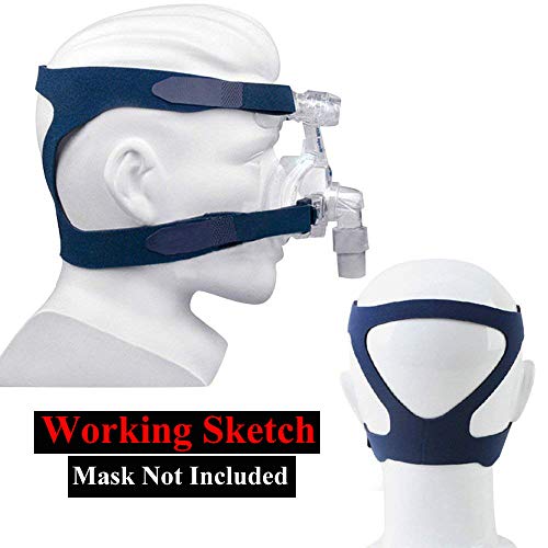 Universal CPAP Headgear, Hersvin Replacement Headband Straps Compatible with Most Nasal, Full-Face Sleep Apnea Masks of Respironics, Resmed, Resmart (Blue)