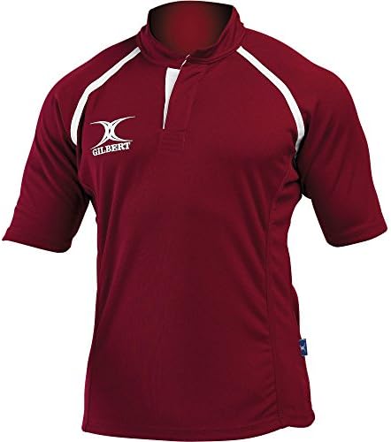 Gilbert Rugby Mens Xact Match Short Sleeved Rugby Shirt (2XL) (Maroon)