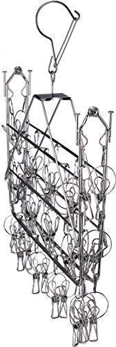 Pro Chef Kitchen Tools Stainless Steel Clothes Drying Rack - Folding Portable Metal Hanger is Collapsible to Save Space to Hang Dry Laundry or Organize Closets Includes 30 Wire Clothespins