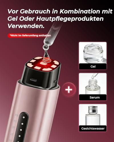 Facial Massager Radio Frequency 5-in-1, EMS & Light Therapy, Firming Lifting for Face & Neck, Reduces Wrinkles, Fine Lines & Enlarged Pores, Anti-Wrinkles, for Firmer Skin (Rose Gold)