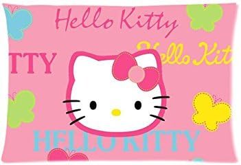 Hello Kitty Butterfly Cute Cat Custom Zippered Pillow Cases 20x30 (Twin sides)