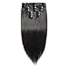 14 inch 80g Clip in Hair Extensions Human Hair 100% Double Drawn Human Hair Extensions 8 Pieces Thick To The End #1 Jet Black
