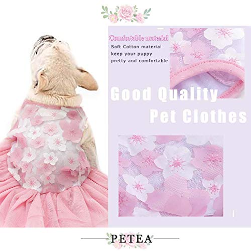 Petea Dog Dress Flower Tutu Gauze Skirt Cute Puppy Party Costumes