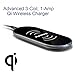 MobilePal 3-Coil Qi Wireless Charger Pad for iPhone 8/8 Plus/X and Samsung Galaxy Series -2A USB AC Adapter Included (Black)