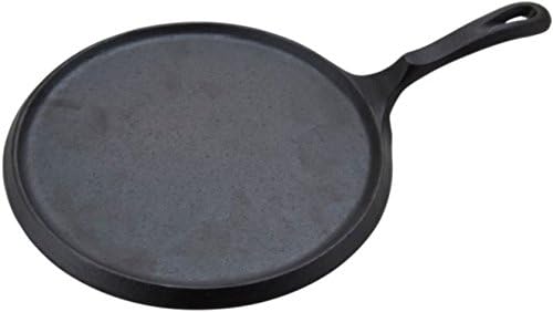 Round Mexican Style Comal de Fierro Tortilla Fajita Griddle Skillet Redondo Heavy Cast Iron 10" W/Handle Hanger