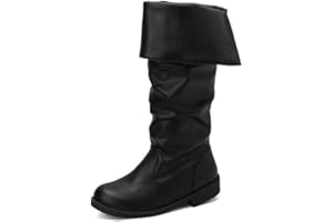 DUNHAO COS Medieval Male and Female Renaissance Pull On Mid Calf Gothic Boots Flat Jazz Boots Renaissance Boot