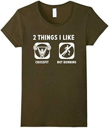 Womens 2 Things I Like Cross Fit Not Running Funny Fitness TShirt XL Olive