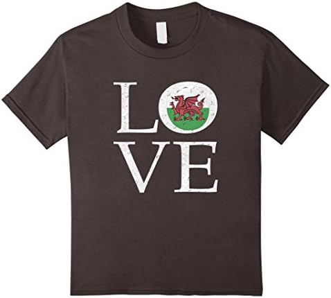 Kids I Love Wales T-shirt Welsh Flag Shirt Cymru Graphic Tee 8 Asphalt