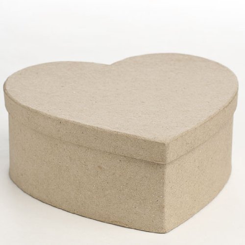 Set of 4 Ready to Personalize Paper Mache Heart Boxes (7" Wide x 7" High x 3" Deep)