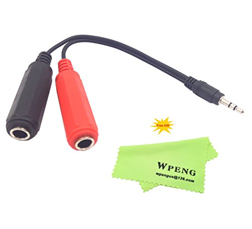 Wpeng 3.5mm 1/8" TRS Stereo Male to Dual 6.35mm 1/4" Mono TS Female Y Splitter Cable 20cm/8inch (3.5M/2x6.35F)