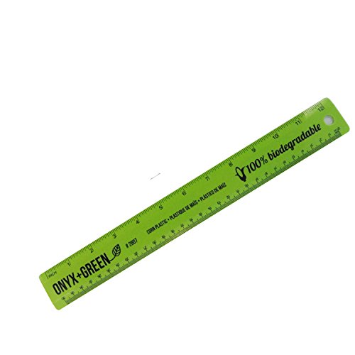 Onyx and green ruler 12"/30 cm made from corn plas…