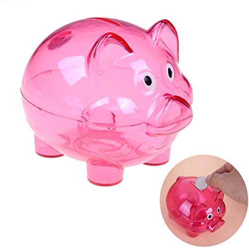Cha Long Cute Plastic Pig Bank Pig Money Saver Storage Box Transparent Coin Money Cash Collectible Saving Box Educational Toys Novelty Toy School Prize Gifts 2019 Chinese New Year Gift,12x8x11cm,Rose
