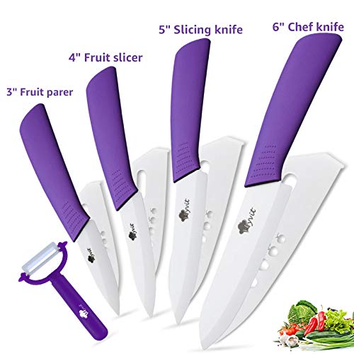 Best Quality - Kitchen Knives - Ceramic Knives Kitchen knives 3 4 5 6 inch Chef knife Cook Set+peeler white zirconia blade Multi-color Handle - by HURA - 1 PCs