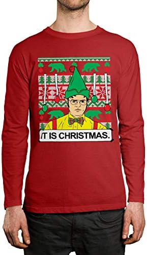 SpiritForged Apparel Dwight It is Christmas Ugly Unisex Long Sleeve Shirt