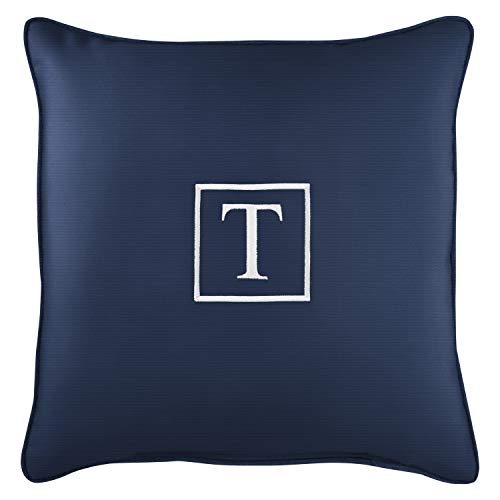 Sorra Home AMZ345911SP 18 T Embroidered Lumbar Pillow, T-Navy-13 in x 20 in, Su…