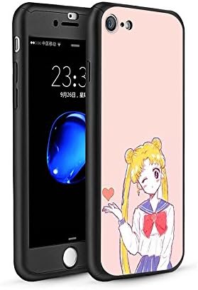 LookSeven iPhone 5/5S/SE Case,Sailor Moon Pattern 360 Full Body Protection Slim Case with Tempered Glass Screen Protector Sling and Ring Holder for Apple iPhone 5/5S/SE #02