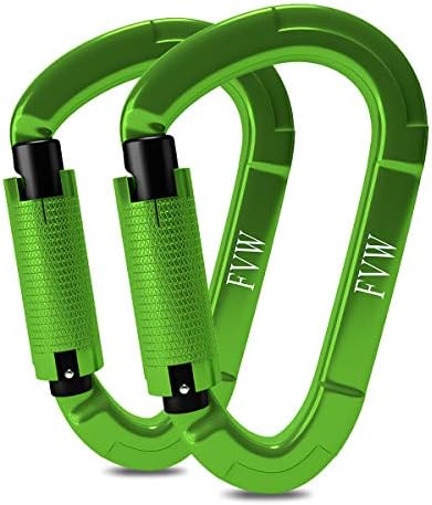 FVW Auto Locking Rock Climbing Carabiner Clips,Professional 25KN (5620 lbs) Heavy Duty Caribeaners for Rappelling Swing Rescue & Gym etc, Large Carabiners, D-Shaped