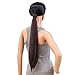 SWACC Women Long Straight/Curly Wavy Wrap Around Ponytail Extension Synthetic Hair Piece Clip in Hair extensions (Straight, 4#-Dark Brown)