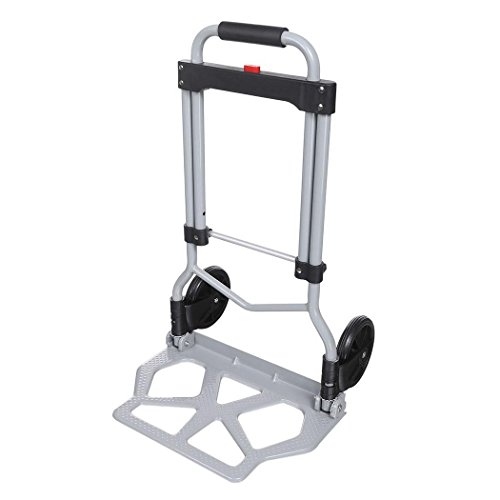 Rapesee Portable Folding Hand Truck, Heavy Duty Moving Dolly, Aluminium Hand Luggage Cart Trolley, Silver, 220 lbs Capacity, Industrial/Travel/Shopping