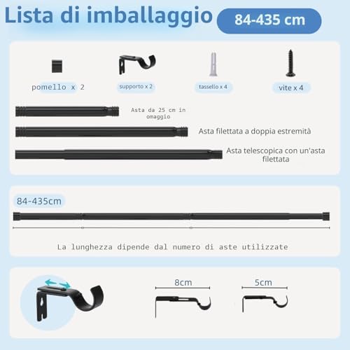 Curtain Rods Curtain Rod Curtain Poles Indoor Curtain Rod Stainless Steel Curtain Rod with Round End and Bracket for Bedroom Living Room Windows Silver 84-143CM