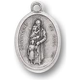 Hirten Small Oval Saint Vincent De Paul - Pray for Us Silver Oxidized Medal Charm, Pack of 5 Medals