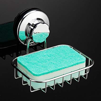 Slideep Vacuum Suction Soap Dish Holder, Rustproof Stainless Steel Shower Soap/Sponge Saver Holder for Bathroom & Kitchen Sink - Thumbnail 2