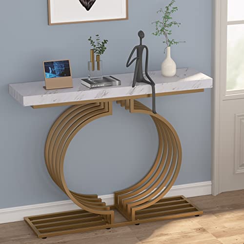 Tribesigns Modern Console Table with Gold Base, 40 inch Geometric