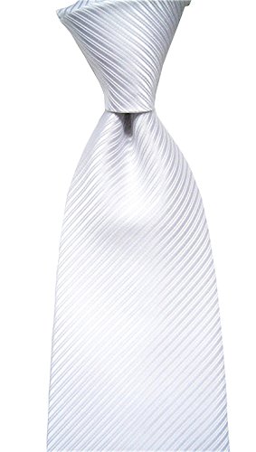 Striped Polyester Men Business Wedding Suit Necktie Formal Men's Ties (White)