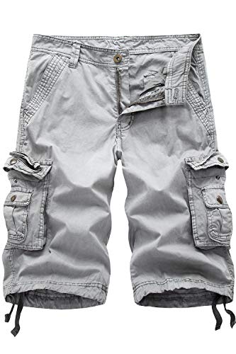 HHGKED Men's Twill Cargo Shorts (Light Grey, 38) - Thumbnail 7