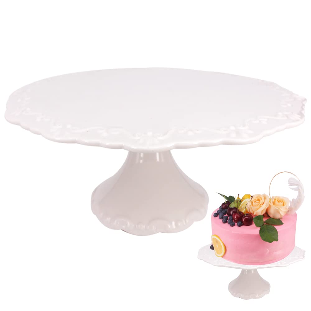 Photo 1 of BPFY 7.5 Inch Round White Ceramic Cake Stand, Decorative Cupcake Stand, Dessert Display Plates for Snacks and Cookies, Baby Shower, Birthday, Wedding Party Decor (Fit for 7.5 inch Cake)