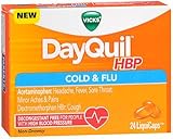 Vicks DayQuil HBP Cough Cold and Flu Relief People High Blood Pressure, 24 LiquiCaps (Pack of 2)