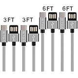 IETGZ USB Type C Cable 4 Pack (2pack 3ft, 2pack 6ft) USB C Fast Charging Cable for Samsung Galaxy S9 S8 Note 8, Pixel, LG V30 G6 G5, Nintendo Switch, OnePlus 5 3T (Grey)