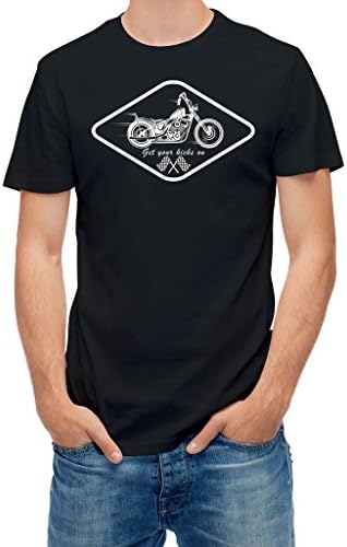 Tshirt Motorcycle chequered flag race Black M