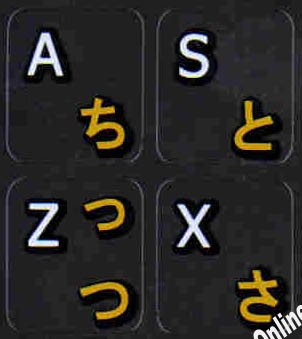 JAPANESE HIRAGANANON TRANSPARENT KEYBOARD STICKERS BLACK BACKGROUND
