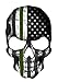 Military Skull 5.5 x 4 Inch Thin Green Line Tattered Subdued Us Skull Flag. Highly Reflective Vinyl Decal