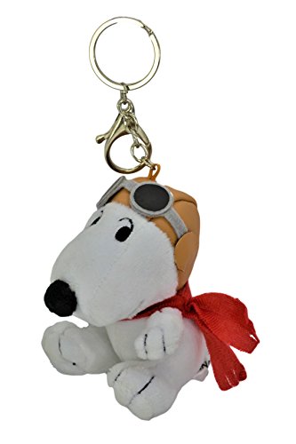 Snoopy Flying Ace Car Accessory Cute Soft Plush Ultra Detail Chain Keychain Bag Charm Key Clip Pendant 4" H Tall. Car Keychain .Limited Edition