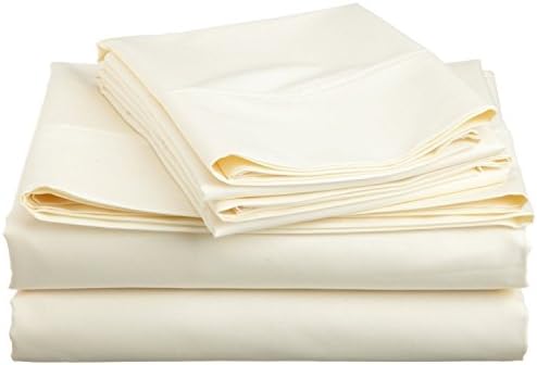 AMAY 500 Thread Count Sheet Set fits upto 10-12 Inches Deep Pocket 100% Egyptian Cotton EmperorSize,Ivory/Cream Solid (Fitted Sheet, Flat Sheet, Pillow Cases)