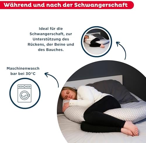 - Schwangerschaftskissen und Stillkissen - Bezug des Mutterschaftskissens 100% Baumwolle - waschbar - Stillkissen - Stütze für den Rücken, die Hüften und die Beine der Mutter