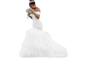 Yuxin Modest Mermaid Wedding Dresses 2024 Off Shoulder Ruffles Tulle Long Lace Bridal Gowns with Long Train Yxxy187