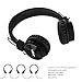 Wired Kids Headphones with Microphone and Music Sharing, Foldable Lightweight Adjustable Stereo Headset for Cellphones Smartphones iPhone iPod Laptop Computer and More by Termichy (Black)