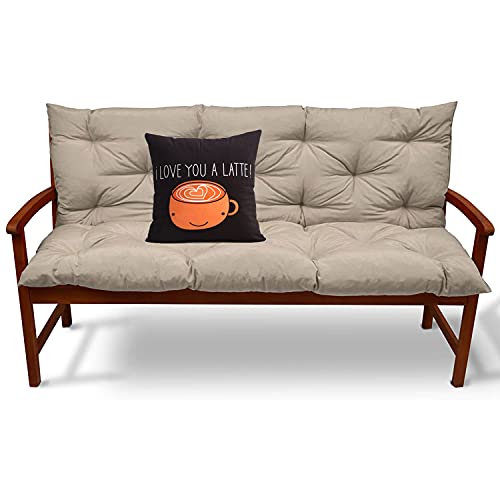 HZWDD Waterproof Bench Cushion with Backrest, 2 or 3 Seat Swing