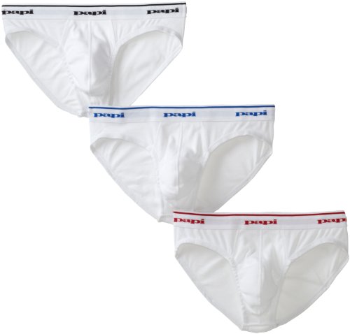 Papi Men's 3 Pack Low Rise Brief,White,Medium