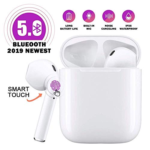 Bluetooth Kopfhörer Kabellose Ohrhörer Noise Cancelling-Sportkopfhörer mit 【12-Stunden-Ladekoffer】 IPX5 Wasserdichter 3D-Stereo-Ohrhörer mit integriertem Mikrofon-Headset für iPhone Apple Airpods