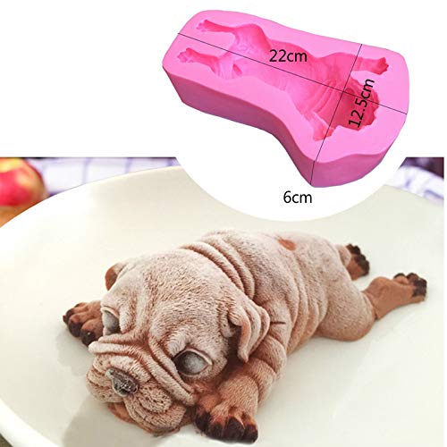 3D Shar Pei Silicone Cake Mold, SIKSIN Fondant Mousse Cake Decoration Mold, Dog Chocolate Mould, Candy Soap, Ice Making, Candle Mold - 6INCH