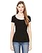 Bella Women's Sheer Mini Rib Short-Sleeve Scoop Neck Tee Black
