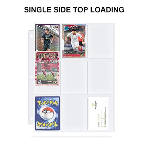 AHGXG 100 Sheets Clear Trading Card Sleeve Pages, 900 Pockets Business Card Storage Pokemon Card Collector for 3 Ring Binder
