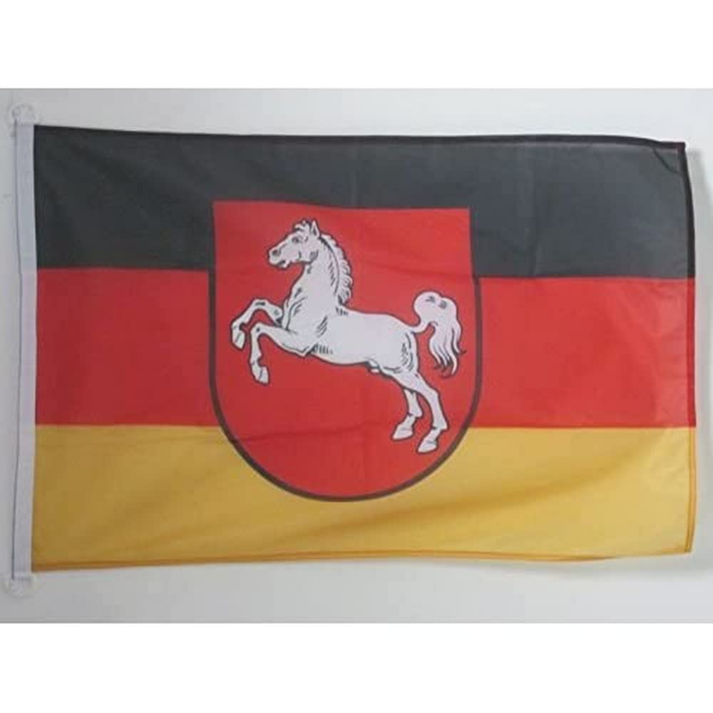 AZ FLAG - Lower Saxony Flag - 2x3 Ft - For Outdoor - German region of Lower Saxony Banner Knitted Polyester with Two Plastic Rings - Fade Resistant - Vivid Colors - 2' x 3' Feet - 90x60 Cm