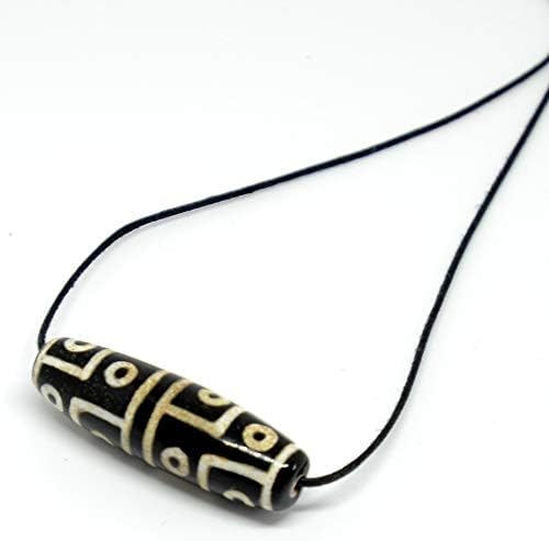 Old Tibetan Agate Dzi Bead Energy Pendant Necklace On Adjustable Cord (Twelve Eye Dzi Bead for Enlightenment and Self Confidence)