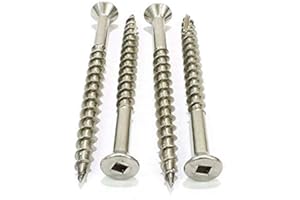 NEWPORT FASTENERS #8 x 2 Stainless Steel Deck Screw Square Drive, Flat Head with 4 Nibs Underhead (Quantity: 500) Type 17 Wood Cutting Point, 1-1/4" of Thread Length, #8 Diameter, 2" Screw Length