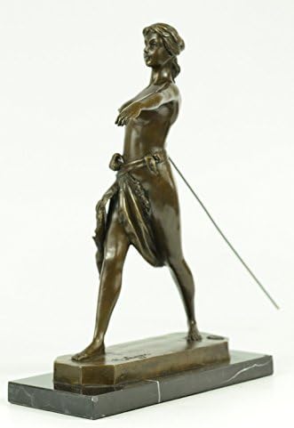 Diana The Huntress Elegant Bronze On Marble Base Statue Art Deco Sculpture